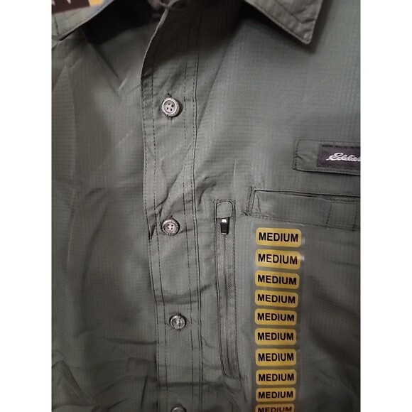 Eddie Bauer Woven Tech Shirt Mens M Green Outdoor Vented Lightweight Camping NEW - Picture 6 of 12